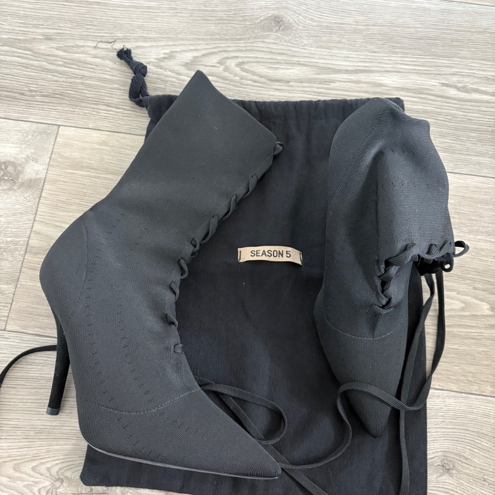Yeezy Season 5 Black Knit Fabric Knife Ankle Socks Boots - Picture 2 of 5